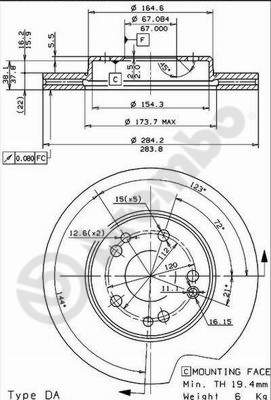 Disco freno anteriore Mercedes cod.09.4869.34