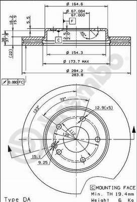 Disco freno anteriore Mercedes cod.09.4869.44