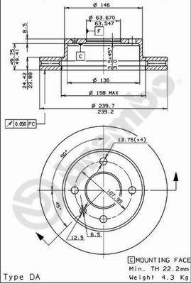 Disco freno anteriore Ford cod.09.4914.34