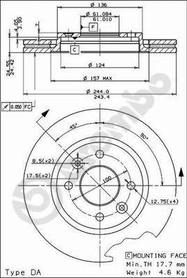 Disco freno anteriore Renault cod.09.4930.14
