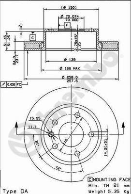 Disco freno anteriore Opel cod.09.4947.20