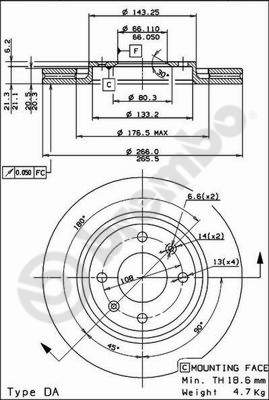 Disco freno anteriore Peugeot cod.09.4987.24