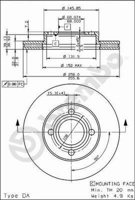 Disco freno anteriore Audi 80-90-100 cod.09.5033.10