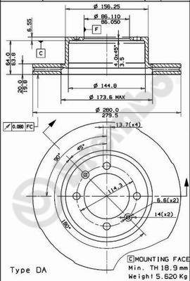 Disco freno anteriore Saab cod.09.5034.20