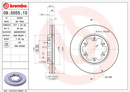 Disco freno anteriore Ford cod.09.5055.10
