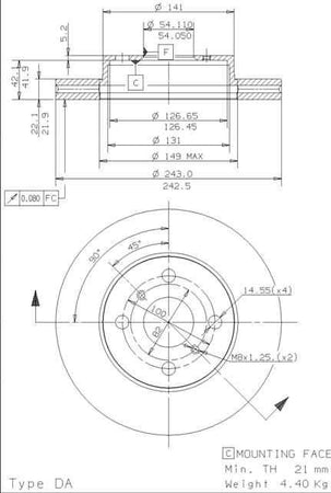 Disco freno anteriore Toyota cod.09.5083.10