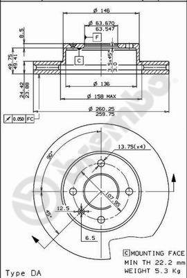 Disco freno anteriore Ford cod.09.5134.10