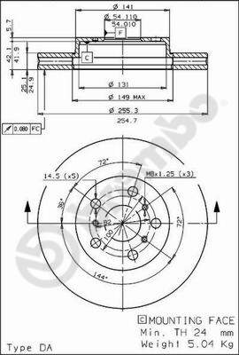 Disco freno anteriore Toyota cod.09.5136.10