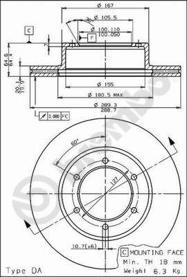 Disco freno anteriore Toyota cod.09.5173.14