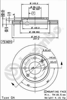 Disco freno anteriore Citroen cod.09.5196.14