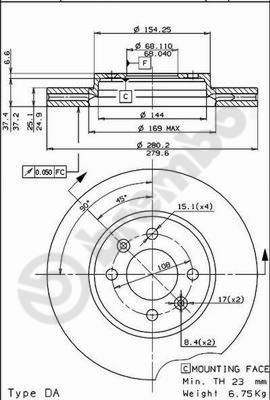 Disco freno anteriore Saab cod.09.5221.10