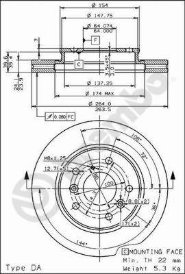 Disco freno anteriore Ford cod.09.5252.10