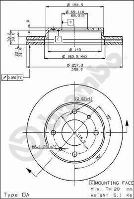 Disco freno anteriore Hyundai cod.09.5282.10