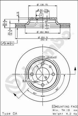 Disco freno anteriore Seat cod.09.5307.10