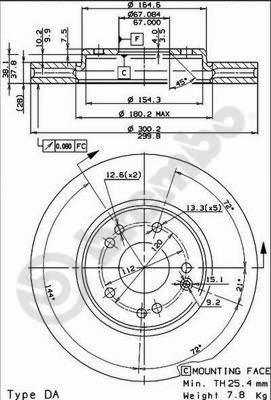 Disco freno anteriore Mercedes cod.09.5373.20