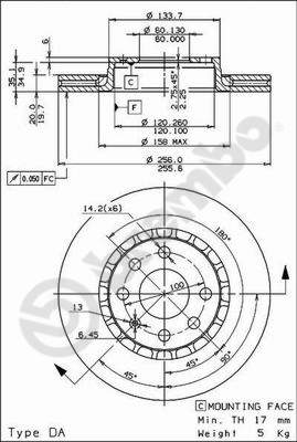 Disco freno anteriore Opel cod.09.5527.24