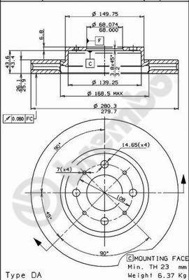 Disco freno anteriore Volvo cod.09.5568.10