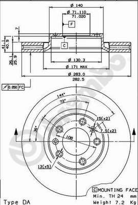 Disco freno anteriore Citroen cod.09.5574.10