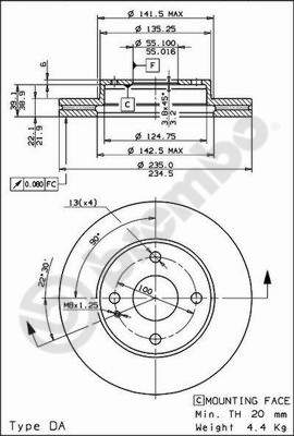 Disco freno anteriore Mazda cod.09.5581.34