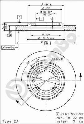 Disco freno anteriore Hyundai cod.09.5587.10
