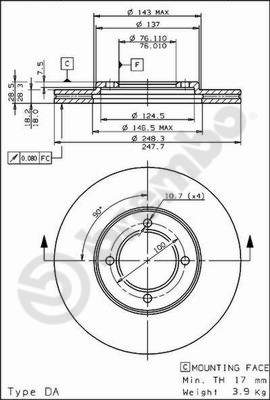 Disco freno anteriore Toyota cod.09.5615.10