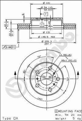 Disco freno anteriore Toyota cod.09.5616.10