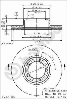 Disco freno anteriore Opel cod.09.5652.20