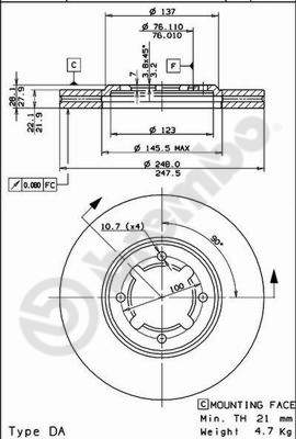 Disco freno anteriore Toyota cod.09.5668.10