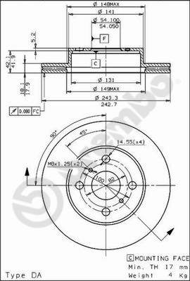 Disco freno anteriore Toyota cod.09.5703.10