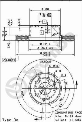Disco freno anteriore Mercedes cod.09.5704.20