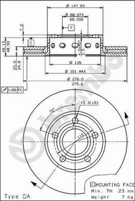 Disco freno anteriore Aud 80-Coupe cod.09.5724.20