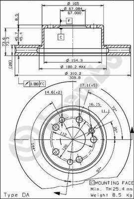 Disco freno anteriore Mercedes cod.09.5726.10