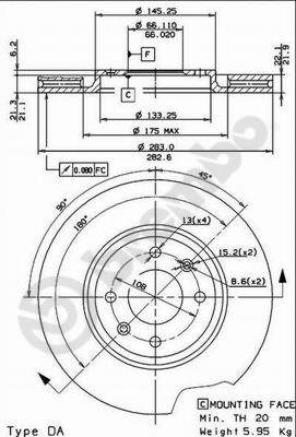 Disco freno anteriore Citroen cod.09.5730.10