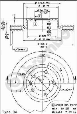 Disco freno anteriore Opel cod.09.5749.10
