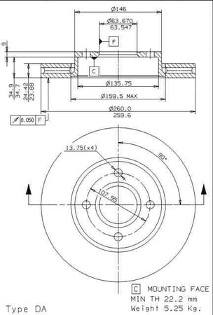 Disco freno anteriore Ford cod.09.5809.10