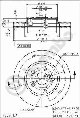 Disco freno anteriore Toyota cod.09.5844.10