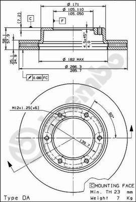Disco freno anteriore Toyota cod.09.5866.10