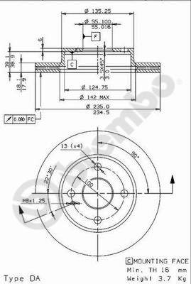 Disco freno anteriore Mazda cod.09.5869.14