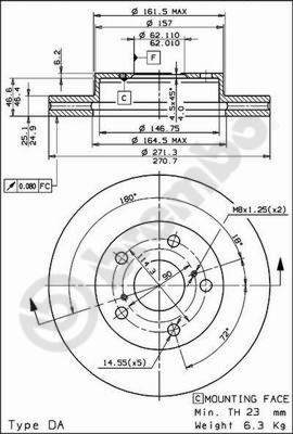 Disco freno anteriore Toyota cod.09.5916.10