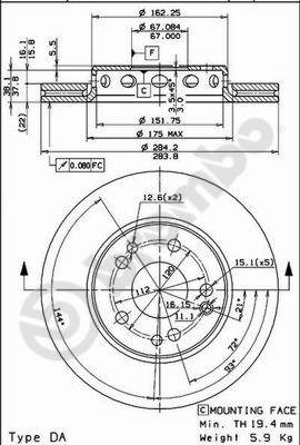 Disco freno anteriore Mercedes cod.09.5926.20