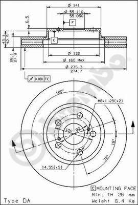 Disco freno anteriore Toyota cod.09.6708.10