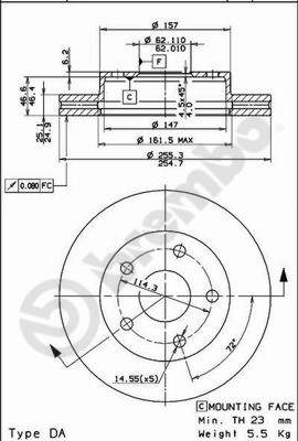 Disco freno anteriore Toyota cod.09.6723.10