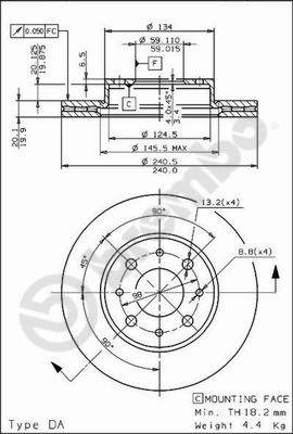 Disco freno anteriore Fiat cod.09.6725.10