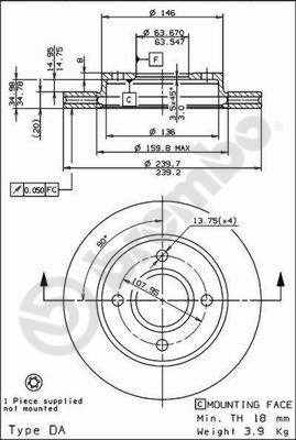 Disco freno anteriore Ford cod.09.6727.34