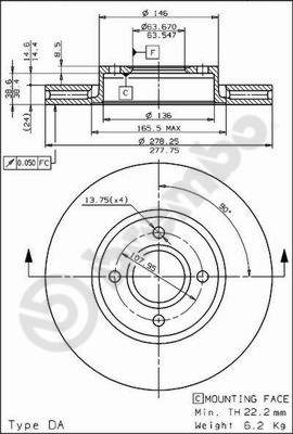 Disco freno anteriore Ford cod.09.6766.10