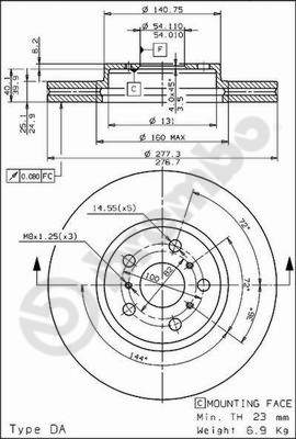 Disco freno anteriore Toyota cod.09.6806.10
