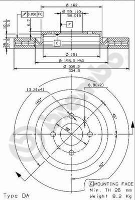 Disco freno anteriore Fiat cod.09.6843.11