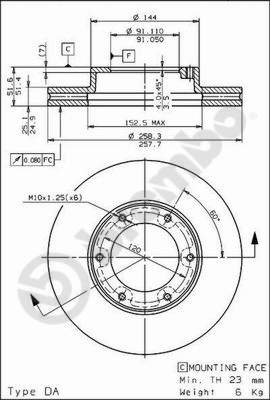 Disco freno anteriore Toyota cod.09.6844.10