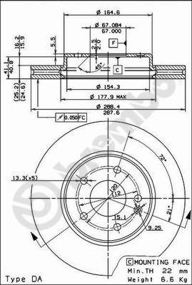 Disco freno anteriore Mercedes cod.09.6845.14