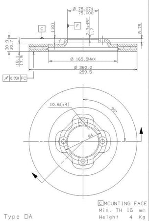 Disco freno anteriore Mazda cod.09.6849.10